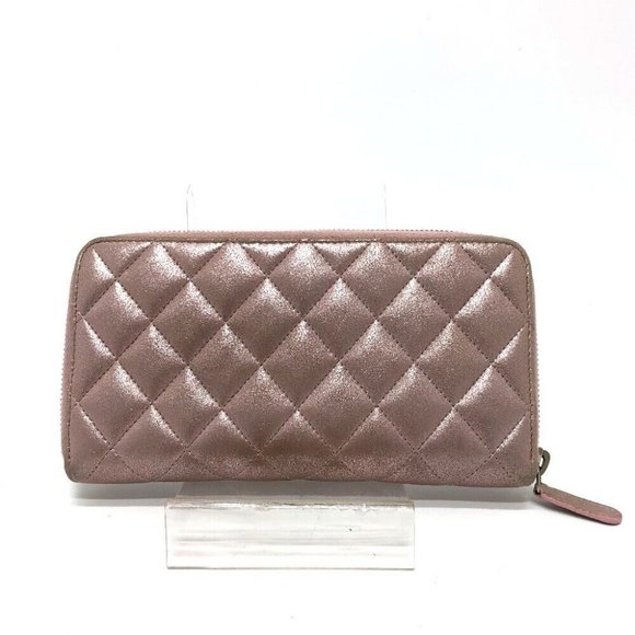 Authentic CHANEL A80003 CC Mark Chain Me Matelasse Zip Around Long Wallet Leathe - Picture 1 of 15